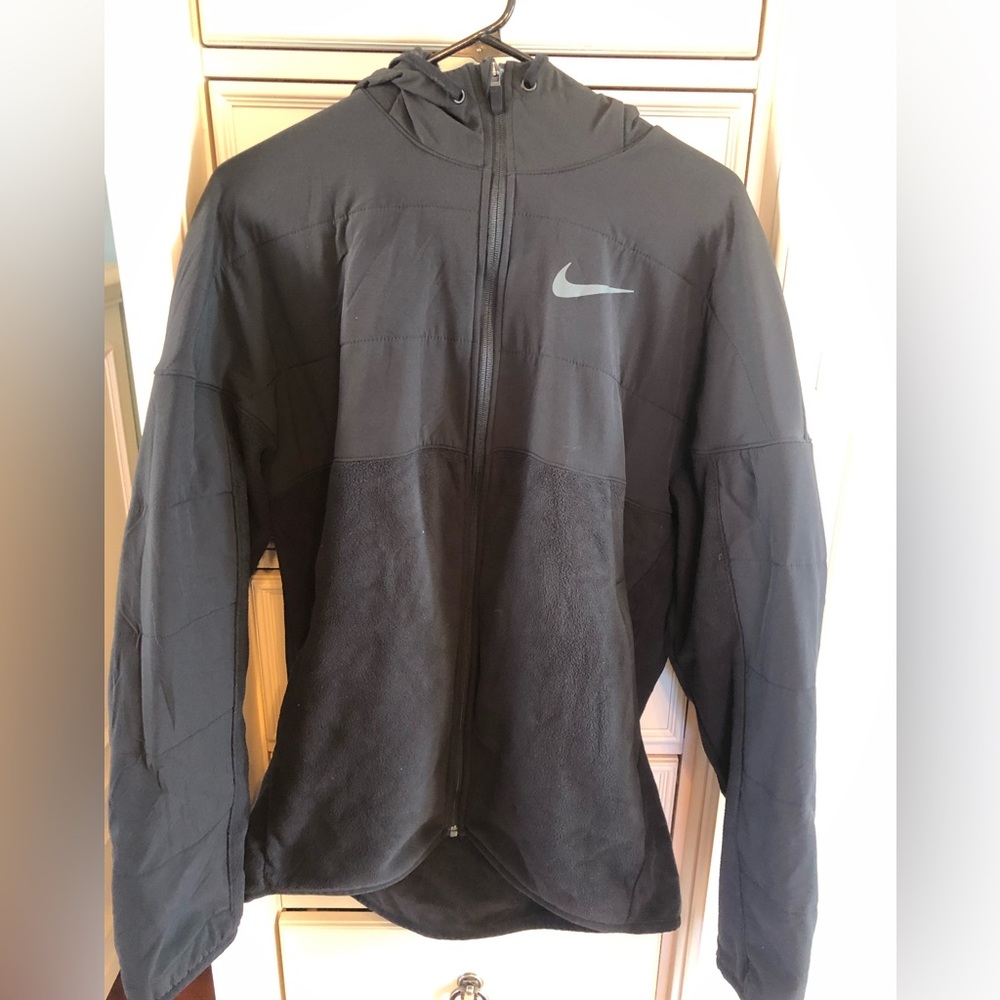 Nike dri fit men’s hooded fleece jacket size large in black